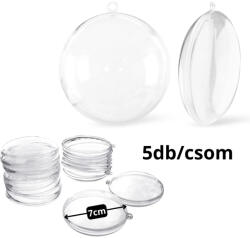  Decorolla Ajándéktartó Gömb Műanyag Lapos 7x7x2, 5 cm 5 Darab/Csomag (C7956)