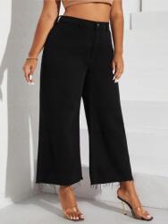 Shein Fekete Farmer Nadrág 7/8-OS Szár Zsebek Magas Derék Plusz Shein 44