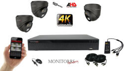 Monitorrs Security - 4k AHD kamerarendszer 3 kamerával 8 Mpix GD - 6038K3