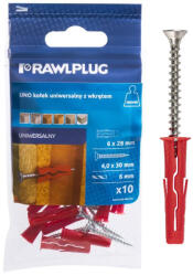  UNO univerzális műanyag tipli 6x28mm süllyesztett fejű csavarral 4x30mm - bakonykotoelem - 318 Ft