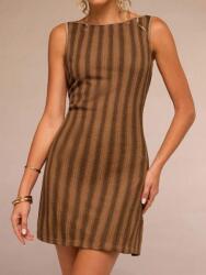 Shein Barna Trapéz Ruha Mini Texturált Klasszikus Csíkos Shein 36