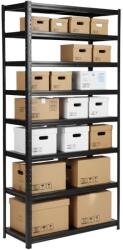 MAMUTEX Lakkozott, fémből készült állvány Mamutex Standard 280x80x40 cm - 8 polc, teherbírás 960 kg, fekete