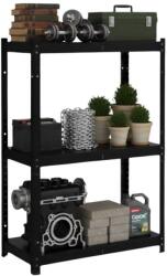 MAMUTEX Lakkozott, fémből készült állvány Mamutex Standard 1200x800x400 mm - 3 polc, teherbírás 360 kg, fekete