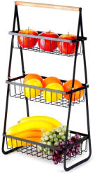 Vilde Gyümölcskosár Zöldség Fém Fekete 3 Szintes Patera Állvány (4907310669056)