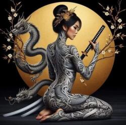 NORIMPEX - Puzzle Tablou Diamant: Războinic asiatic 30x40cm - 1 - 39 piese