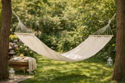  Hamac pentru gradina, poli-bumbac, 100 x 200 cm, culoare naturala, pentru relaxare exterior interior (3276007104356)