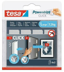 TESA Akasztó, öntapadó, L méret, TESA "Powerstrips CLICK (77722-00003-00)