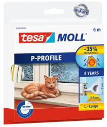 TESA Ajtó- és ablaktömítő szalag, 9 mm x 6 m, TESA "tesamoll® P profil", fehér (05390-00100-03 /00102-00)