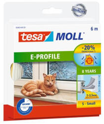 TESA Ajtó- és ablaktömítő szalag, 9 mm x 6 m, TESA "tesamoll® E profil", fehér (05463-00120-03 /00122-00) - iroszer24