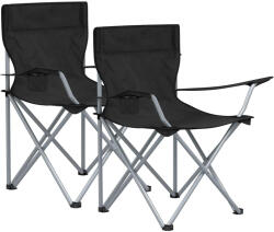 SONGMICS Set 2 scaune pliabile camping cu suport bauturi, husa transport, 52x84x81 cm, 120 kg, negru (EZ-GCB01BK)
