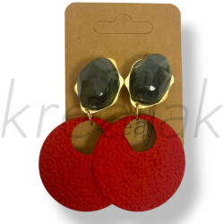  Piros kör, köves fülbevaló