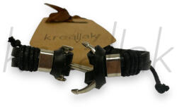  Fekete bőrkarkötő vasmacskával