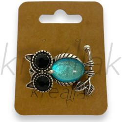  Kék testű, ezüst bagoly kitűző