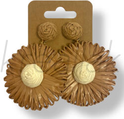  Bézs szalma margaréta fülbevaló