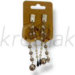  Bézs láncos gyöngyös fülbevaló