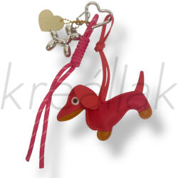  Pink bőr tacsi kulcstartó