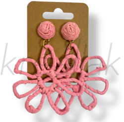  Rózsaszín szirom szalma fülbevaló