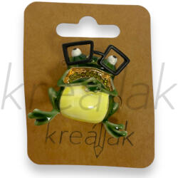  Szemüveges zöld béka kitűző