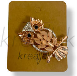  Arany színű köves bagoly kitűző