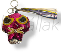  Pink flitteres koponya kulcstartó