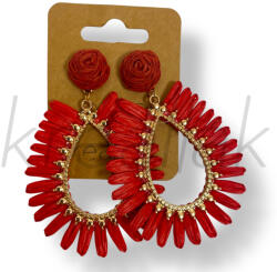  Piros csepp szalma fülbevaló