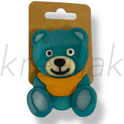  Türkízkék plasztik maci kitűző