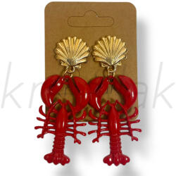  Piros extra kagyló-rák fülbevaló