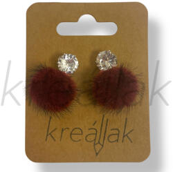  Bordó szőr gömb fülbevaló