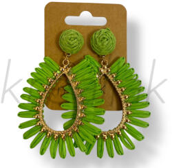  Zöld csepp szalma fülbevaló - kreallak - 2 400 Ft