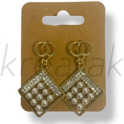  Fehér gyöngyös rombusz fülbevaló