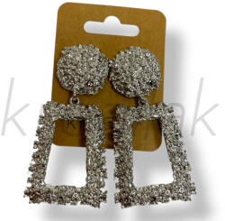  Ezüst színű nagy trapéz fém fülbevaló