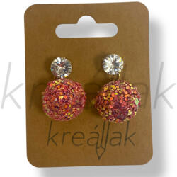  Rózsaszín flitter gömb fülbevaló