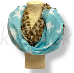  Világoskék párduc -csillag mintás körsál