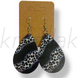  Fekete csepp párducmintás fülbevaló