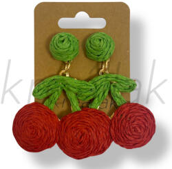  Piros cseresznye fülbevaló