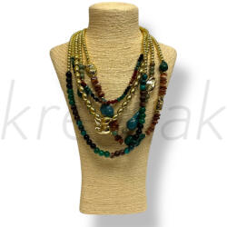  Arany-türkizkék többsoros gyöngy nyaklánc