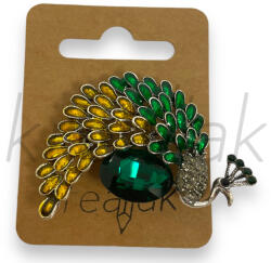  Pávás zöld kitűző