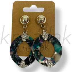  Fekete-zöld mintás fülbevaló