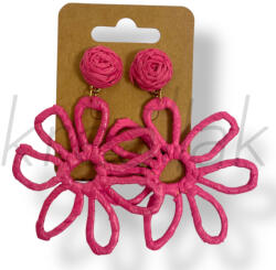  Pink szirom szalma fülbevaló