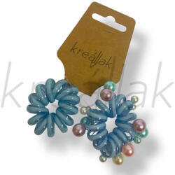  Kék gyöngyös spirál hajgumi