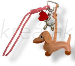  Rózsaszín tacsi bőr kulcstartó