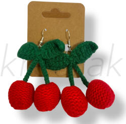  Horgolt cseresznye fülbevaló