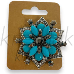  Türkízkék virág bross