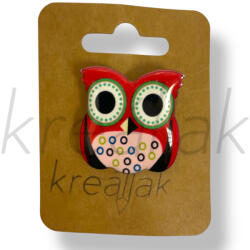  Piros bagoly kitűző