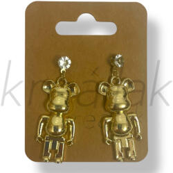  Arany színű robot maci fülbevaló