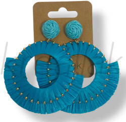  Türkizkék nagy kerek szalma fülbevaló