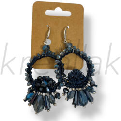  Kék gyöngyös horgolt fülbevaló