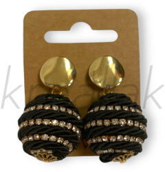  Zsinóros fekete gömb fülbevaló