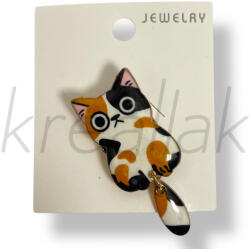  Barna foltos kis cica kitűző