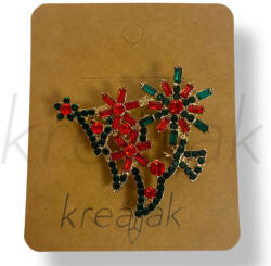  Piros köves karácsonyfa kitűző